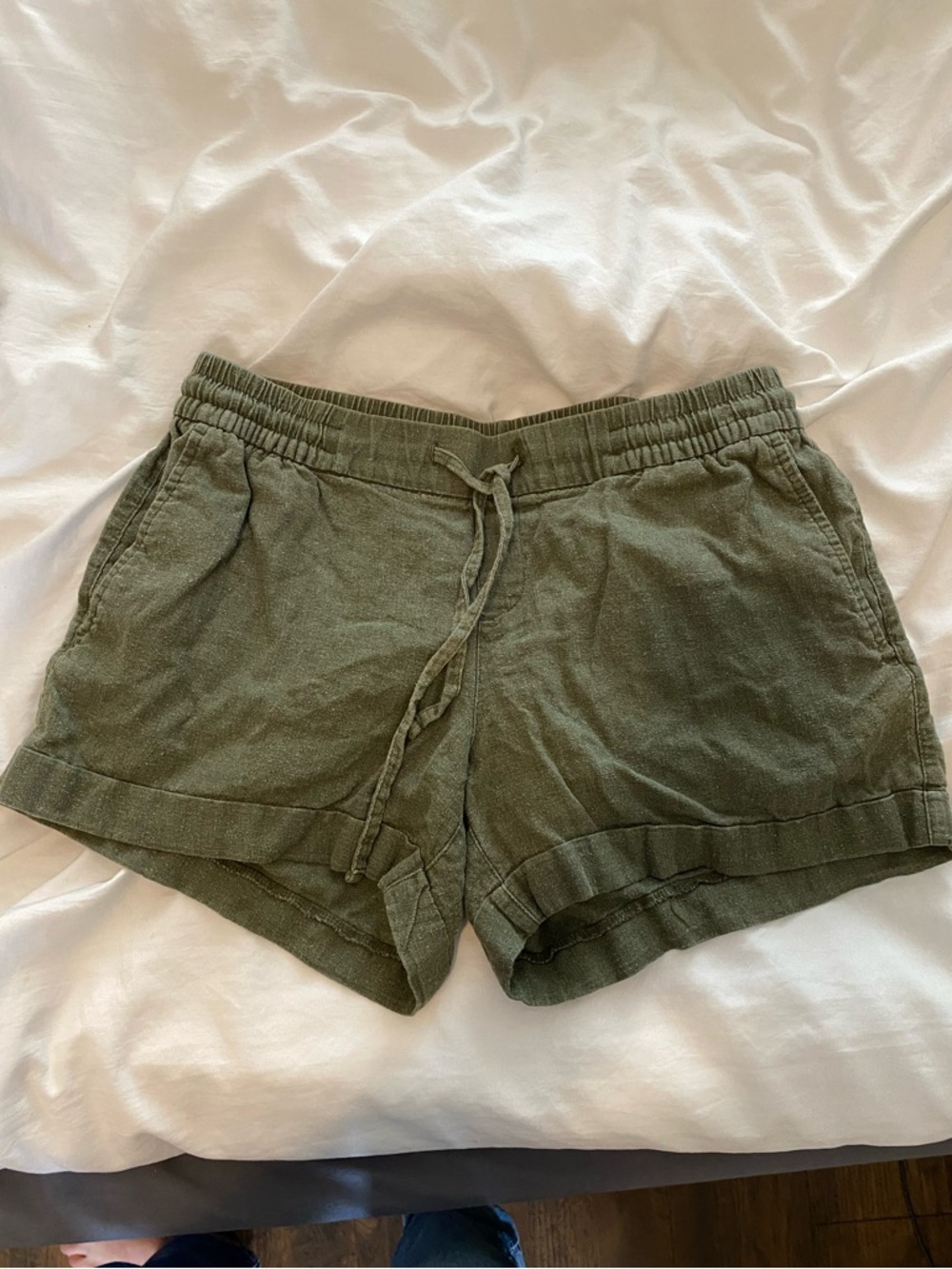 Old Navy Olive Green Drawstring Linen Shorts